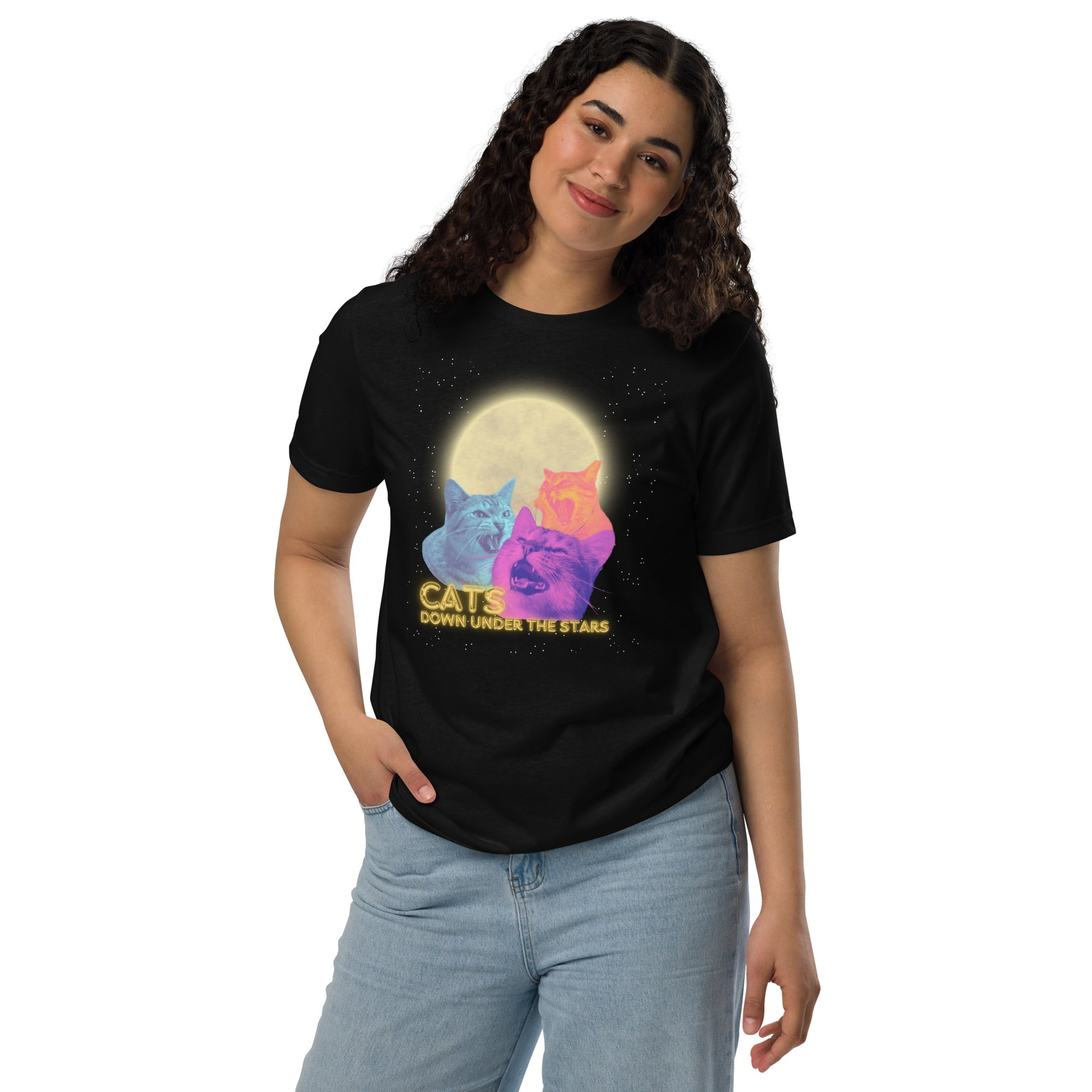 Cats Under the Stars Unisex Eco Tee Black XS